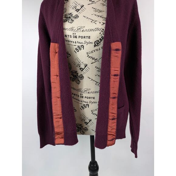 Selfridges London Womens M Cardigan Sweater UK 40 100% Pure Cashmere Red Maroon - Picture 9 of 11